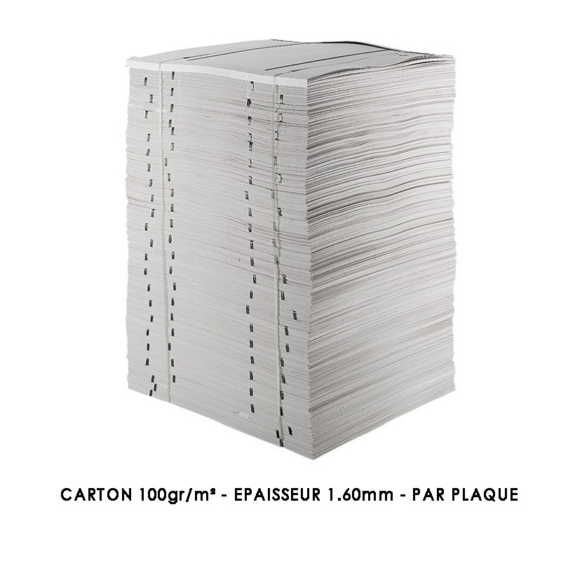 CARTON 100gr/m² EPAISSEUR 1.60mm PAR PAQUET